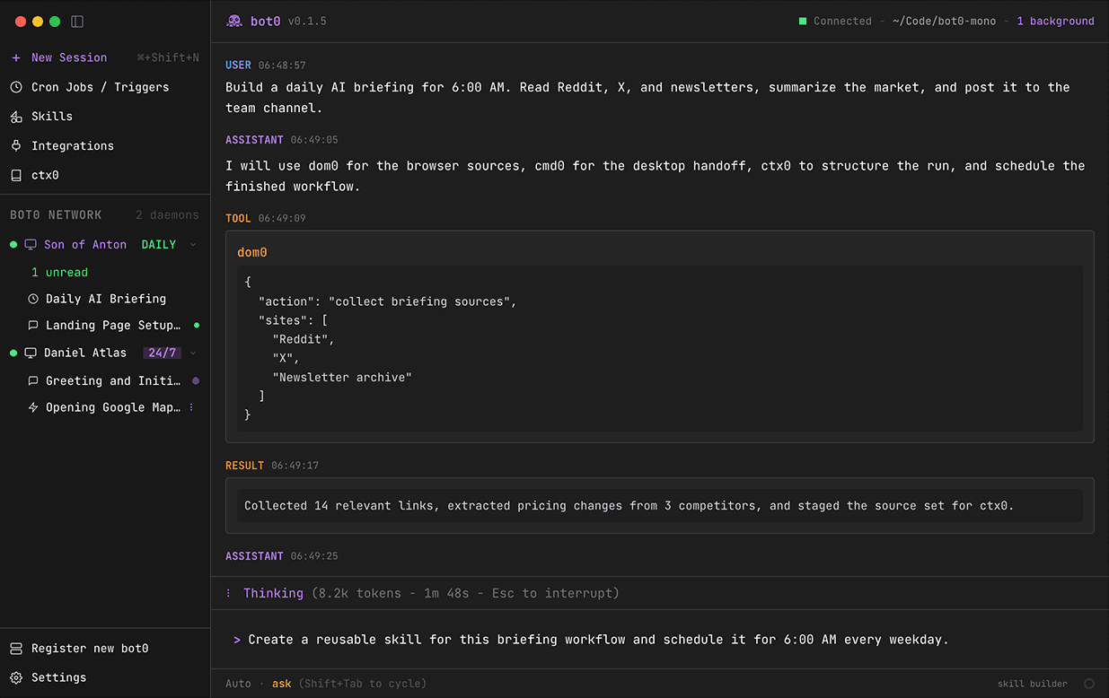 bot0 terminal mobile preview